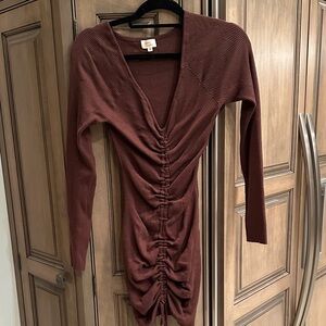 Camila Coelho Ribbed Knit Top in Rich Brown